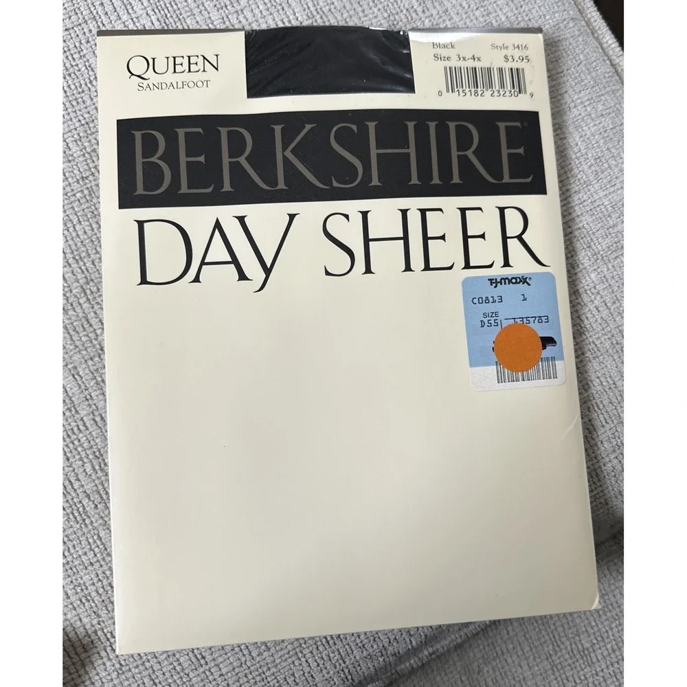 Vintage Berkshire Day Sheer‎ Womens Panty Hose Sz 3X-4X Black Queen Sandalfoot